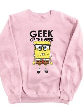 Gildan Pink "Geek of the Week" Sponge Character Sweatshirt